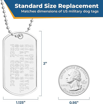 GoTags Pet ID Custom US Military Dog Tag Personalized ID Set. Complete with Chains and Silencers