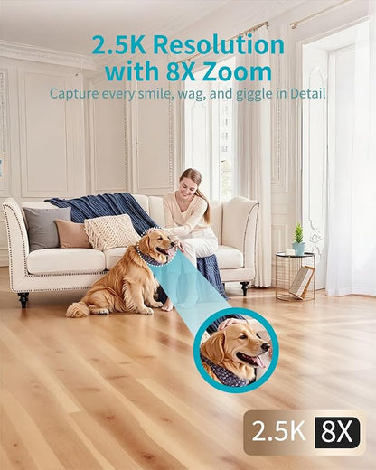 VIMTAG 2.5K Indoor Camera 5G&2.4G WiFi Cameras for Home Security, 360° Pet/Dog/Cat/Nanny Cam & Baby Monitor with Phone App & Speaker, Motion Tracking, Free AI Detection, Night Vision, SD/Cloud Storage