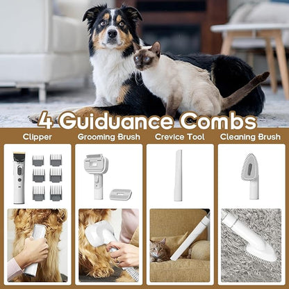 Dog Gromming Vacuum, Pet Grooming Kit with Pet Clipper, Dog Vacuum for Shedding Grooming, 2.5L 6-in-1 Low Noise Grooming Kit for Dogs Cats at Home