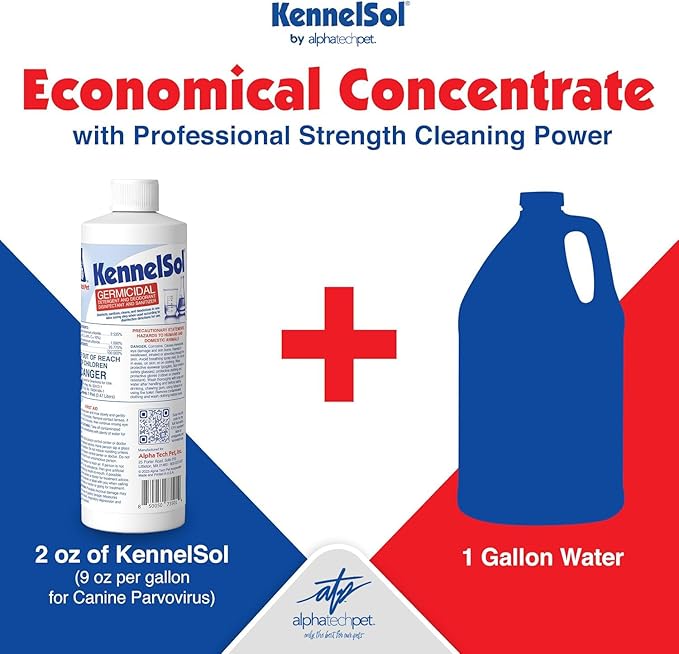 atp 1-Step Kennel Cleaner - EPA Registered Liquid Concentrate Disinfectant and Deodorizer, Effective Against Bacteria and Viruses - 1 Pint by Alpha Tech Pet