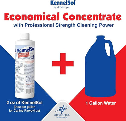 atp 1-Step Kennel Cleaner - EPA Registered Liquid Concentrate Disinfectant and Deodorizer, Effective Against Bacteria and Viruses - 1 Pint by Alpha Tech Pet