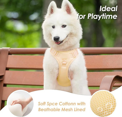 No Pull Dog Harness, Puppy Vest with Front Clip for Small Medium Large Sized Dog(Light Yellow,S)