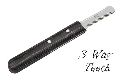 Brutul Bee Dog Grooming Coat Stripping Knife Stripper Trimmer Tool Wooded Handle Stripping Knives Set of 6 in Stainless Steel Non-Slip Tools for Grooming Dogs (Black)