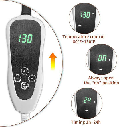 Pet Heating Pad 22x18 in Cat Heating Pads for Cats Waterproof Smart Thermostat Switch, Adjustable Heated Cat Bed, Adding Wire Rope Wires Cat Warming Pad-Paw Print
