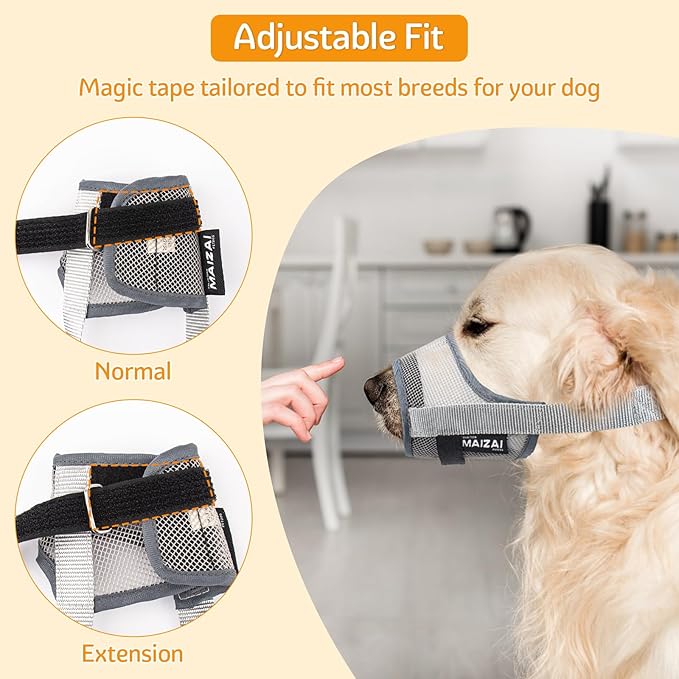 Coppthinktu Dog Muzzle, Soft Mesh Muzzle for Small Medium Large Dog Mouth Guard, Breathable Dog Muzzles to Prevent Biting Barking, Adjustable Dog Mouth Cover Muzzle for Dog Allow Panting Drinking