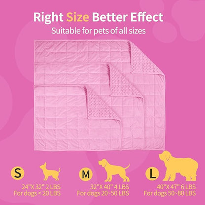 LaSyL Weighted Blanket for Pets | Thunder Blanket for Dogs Anxiety | Premium Soft Minky | Relaxation & Calming & Anti Anxiety | Used in Car, Bed, Couch | Pink, Washable Medium 32" L x 40" W