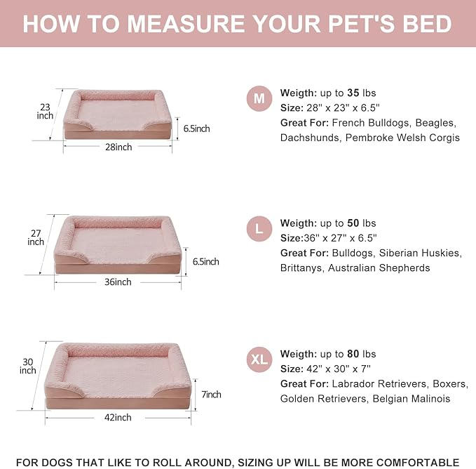 WNPETHOME Dog Bed for Extra Large Dogs, Washable Dog Bed with Waterproof Lining & Non-Skid Bottom, Orthopedic Egg Foam Couch for Pet Sleeping, Pet Bed