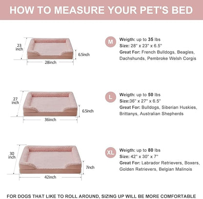 WNPETHOME Dog Bed for Extra Large Dogs, Washable Dog Bed with Waterproof Lining & Non-Skid Bottom, Orthopedic Egg Foam Couch for Pet Sleeping, Pet Bed