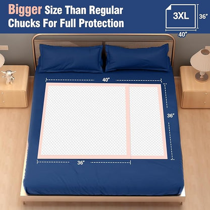 MKISS Extra Large Bed Pads 40" x 36"(30 Count), Disposable Super Absorbent Heavy Duty Incontinence Underpads, Thicken Chucks Pads for Adults, Children, Babies, Elderly and Pets