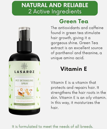 Pet Detailing Spray | Cat Dog Pet Easy Combing Spray | Green Tea and Vitamin E Moisturizer Pet Spray