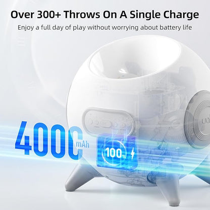 uahpet Automatic Ball Launcher for Dogs with Obstacle Detection, 20ft-80ft Adjustable Distances Ball Thrower Launcher for Medium & Large Dogs, with 4 Balls (2.5 inches)