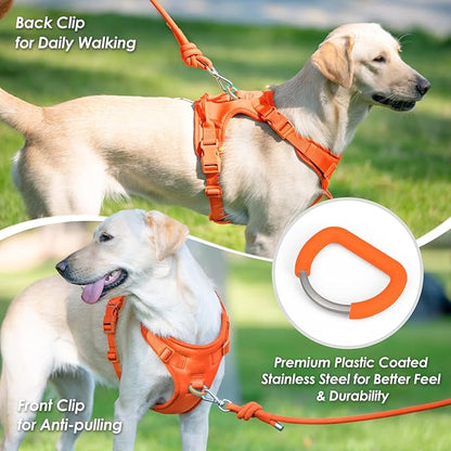 No Pull Dog Harness, Puppy Vest with Front Clip for Small Medium Large Sized Dog(Orange,XL)