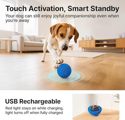 Potaroma Dog Ball Toys, Interactive Motion Activated 3 Mode Automatic Bouncing Ball Toys Durable E-TPU Material for Medium/Large Dogs, USB Rechargeable 3.2 Inches