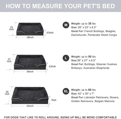 WNPETHOME Dog Bed Medium Size Dog, Washable Sofa Dog Bed with Waterproof Lining & Non-Skid Bottom, Orthopedic Egg Foam Couch for Pet Sleeping, Pet Bed