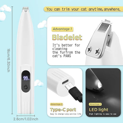 Dog Paw Trimmer with LCD Display, for Dogs Hair for Dogs, Electric Dog ，Cat Paw for Grooming (White)