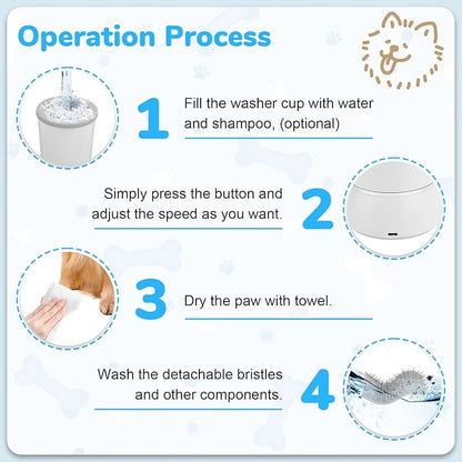 Automatic Dog Paw Cleaner Washer and Massager, Electric Pet Foot Paws Washer for Dogs Cats, USB Portable Dog Feet Cleaner Cup for Medium to Large Dogs, Pet Grooming Supplies(White)