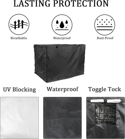 Dog Crate Cover 42 inch - Double Door, Dog Kennel Indoor, Waterproof Dog Kennel Cover with Air Vent Window, for Indoor/Outdoor Most Wire Dog Crate(Black)