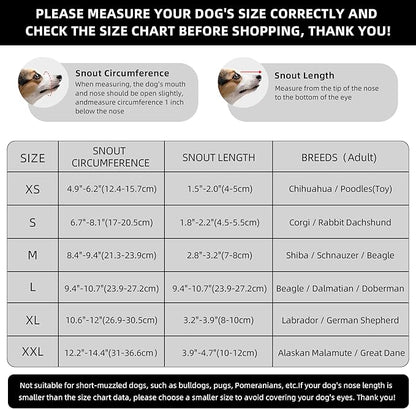 Dog Muzzle, Breathable Soft Muzzle for Extra Small Dogs to Anti & Prevent Barking Biting Chewing, Reflective & Adjustable Basket Muzzle with Air Mesh for Dachshund Grey XS