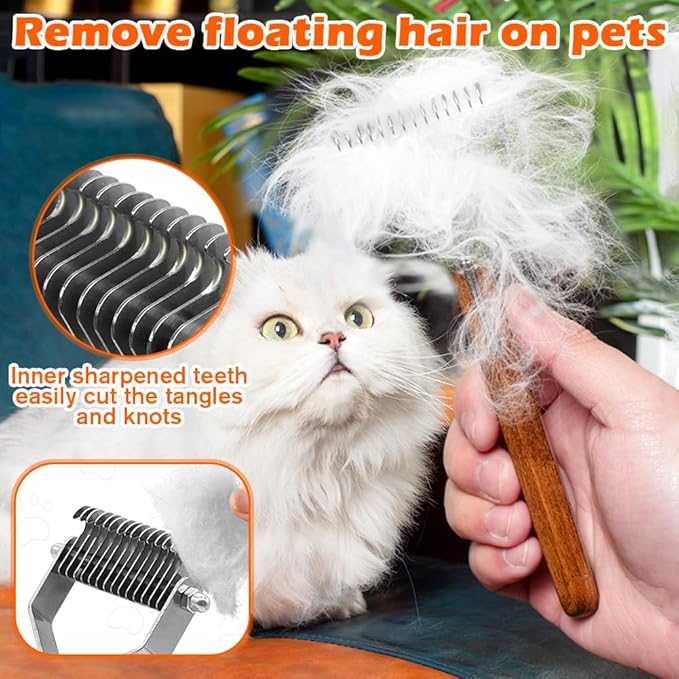 Cat Comb,Grooming Tool for Cats Dogs,Dog Brush for Shedding,Professional Pet Grooming Brush，Deshedding tool, Remove Loose Hair & Matted Fur, Dematting comb for Dogs and Cats