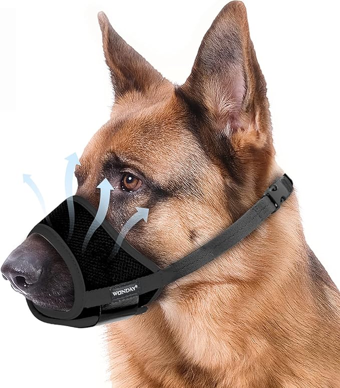 Dog Muzzle for Medium Dogs, Dog Muzzle for Large Dogs Biting, Soft Nylon Muzzle Anti Biting Barking Chewing,Air Mesh Breathable Drinkable Adjustable Pet Muzzle for Medium Large Dogs XL Black