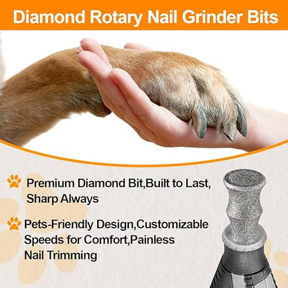 Diamond Rotary Pet Nail Grinder Replacement Heads Dog Nail Grinder Bit-BGTEC 5PCS 1/8" Diamond Replaceable Tip for Pet Claw Grooming(D)