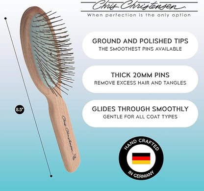 Chris Christensen Brush & Comb Bundle - Original Series 20 mm Oblong and Oval Pin Brush + 000 7.5 in Greyhound Style Fine/Coarse Comb, Groom Like a Professional