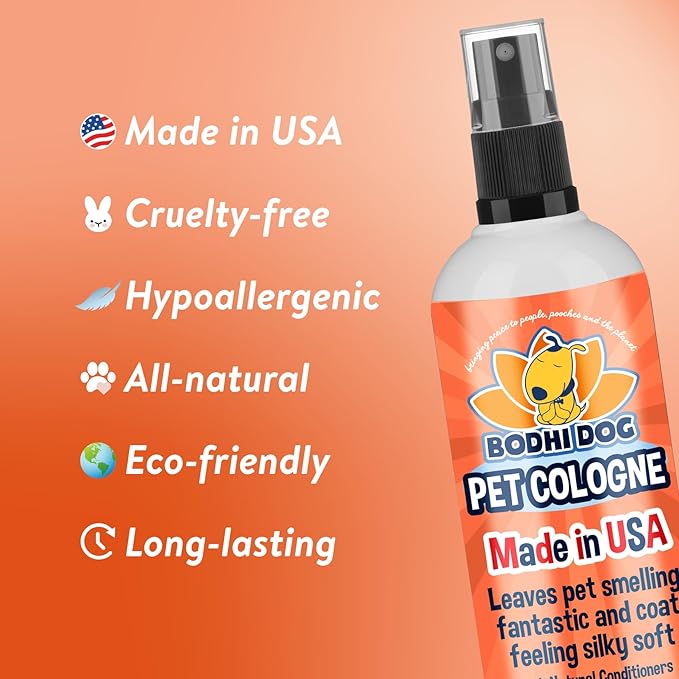 Bodhi Dog Natural Dog Cologne (Orange Sherbert) - Premium Scented Deodorizing Pet Perfume with Conditioner for Dogs & Cats - Keeps Pets Fresh & Clean - Gentle and Safe Formula, Made in USA (8 Fl Oz)