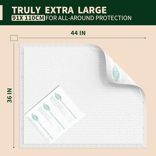 Heavy Duty Underpads 36"X44" Super Sized Chucks Pads 185 Grams Disposable Bed Pads with Strength Cloth Backing Extra Absorption Pads for Incontinence (91X110CM, 20 Count)