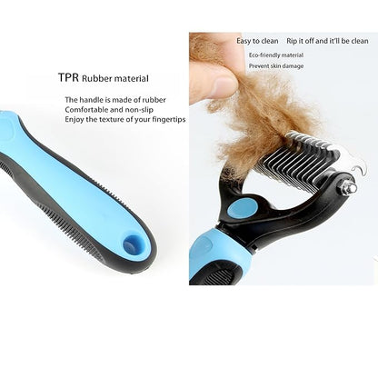 Dog Brush for Shedding, Pet Grooming Brush, Cat Deshedding Brush Tool, Double Sided Shedding and Dematting Undercoat Rake Comb for Dogs & Cats (big, BLUE)