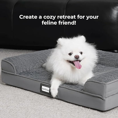 BALANCE Orthopedic Dog Bed, Egg Crate Foam Dog Couch for Pet Sleeping, Pet Sofa with Removable Washable Cover & Nonskid Bottom, Comfy Dog Bed for Small Dog, Grey
