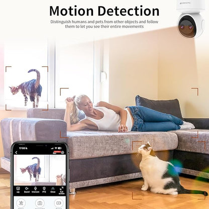 VSTARCAM Indoor Camera, 2K HD Dog/Pet Camera with Phone APP, Night Vision, 2-Way Audio, Hybrid Zoom, 2.4G WiFi Dual Monitor, 7/24 Recording, Cloud/SD Card Storage