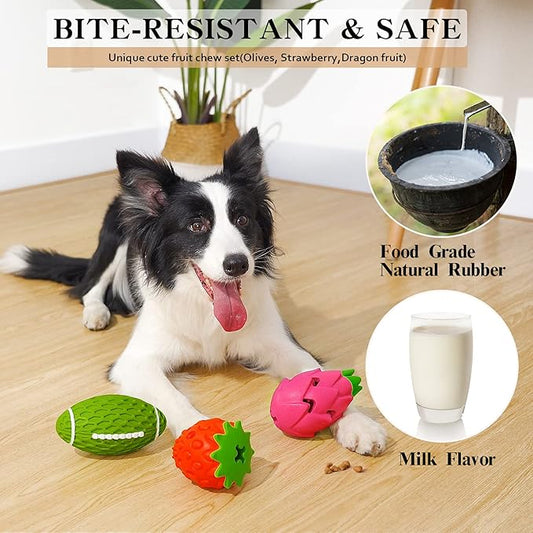 MewaJump Dog Chew Toy, 3 Pack Dog Toys for Aggressive Chewers, Tough Rubber Dog Toy, Puzzle Pet Toys Large Breed, Puppy Teething Chew Toys, Interactive Durable Toy for Medium and Large Dog