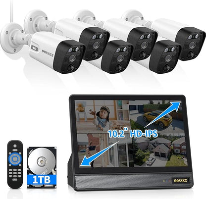 OOSSXX 4K/8.0 Megapixel & 130° Ultra Wide-Angle 2-Way Audio PoE Outdoor Home Security Camera System, Wired Camera Outdoor Video Surveillance IP Cameras System