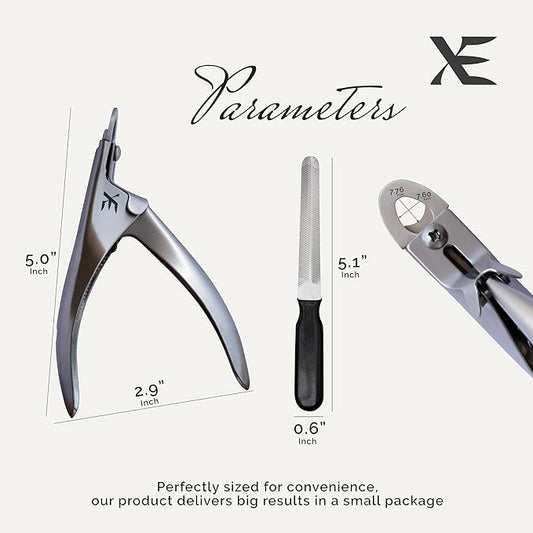 XE Stainless Steel Pet Nail Clipper – Cat and Dog Claw Trimmer with Nail File, Non-Slip Handle Nail Cutter for Pets, Professional Grooming Tool for Dogs, Cats, Rabbit and Guinea Pigs