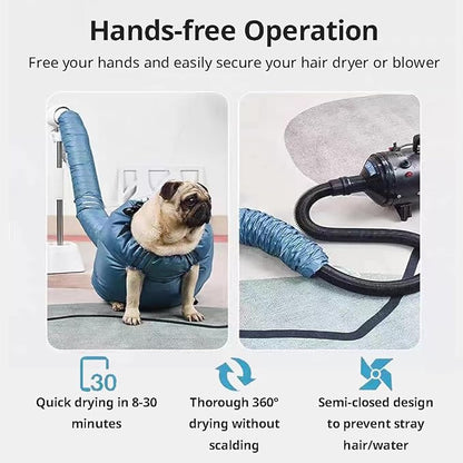MANON ROSA Dog Drying Bag Hands Free Quick Drying Pet Grooming Tool for Small Medium Large Puff Fluff Dogs & Cats, 360 Degree Shower Bath Hair Dryer Suit (XX-Large)
