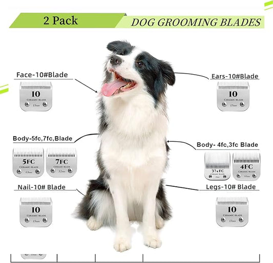 AIJALY 2PCS 5FC Blades Detachable Dog Grooming Ceramic Blades Compatible with Andis Dog Clippers，Replacement Blade Compatible with Wahl/Oster A5, KM Series Clippers,Size 5FC Cut Length 1/4"(6.3mm)