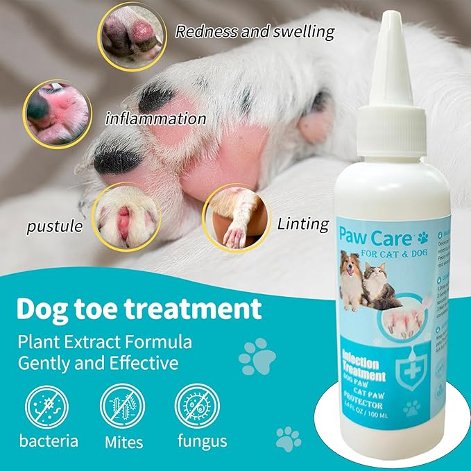 Itch Relief Dog Paw Cleaner, Dog Licking Paws Treatment, 3.4oz Dog Paw Cleaning Solution, Dog Foot Cleaner, No Rinse Pet Toes Drops Safe Cat Cleanser Care for Cleaning Grooming