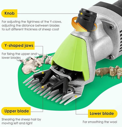 CGOLDENWALL 850W Sheep Shears Electric Sheep Clipper, Farm Livestock Grooming Clipper Kit, Heavy Duty Animal Hair Trimmer for Goats Alpaca Sheep, 13-Straight-Teeth Blade 110V