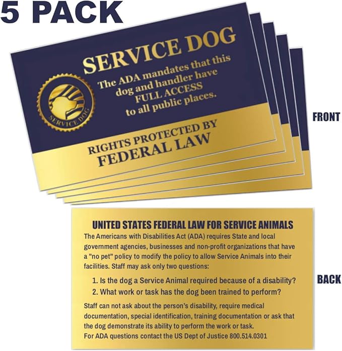“Registered Service Dog” Identification Patch Tag | Clips on Service Dog Vest, Harness, Collar, Leash or Carrier | Includes Five Service Dog Handout Cards
