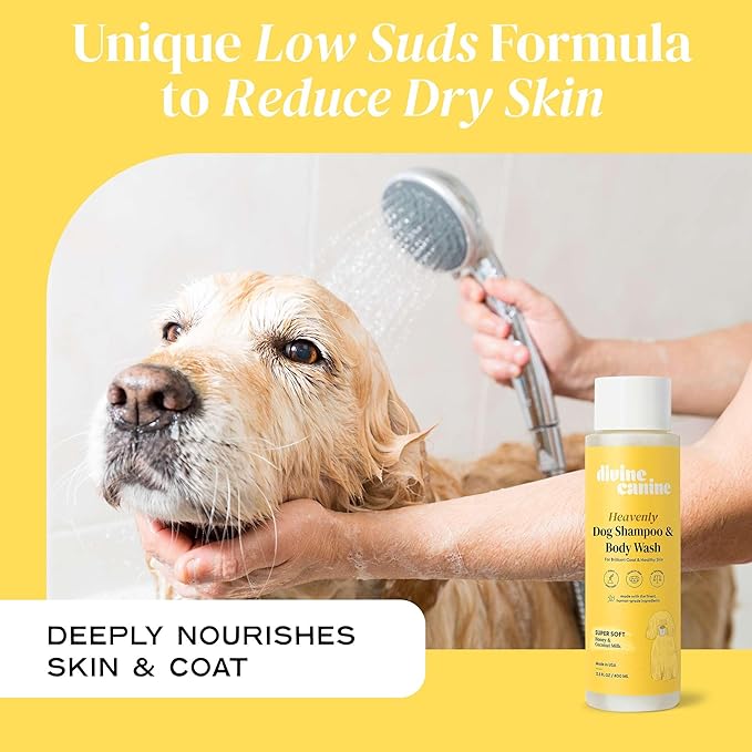 Dog Shampoo and Body Wash - 13.5 Fl Oz of Super Soft Pet Shampoo for Dogs - Made with Honey and Milk for a Healthy Skin and Coat - Made in The USA