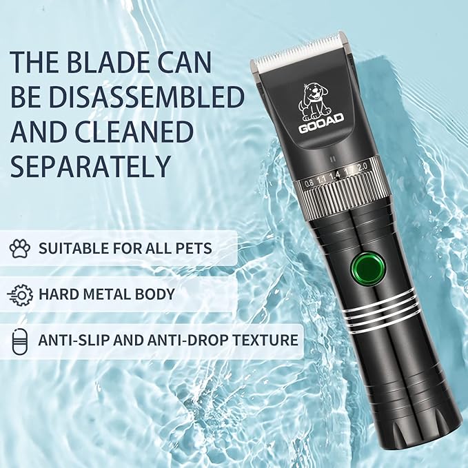 Dog Clippers for Grooming, Cordless,Low Noise, Electric Quiet,Rechargeable, Dog Trimmer Grooming Kit, Pet Hair Clippers for Thick Coats, Shaver Clippers for Small and Large Dogs Cats,Black