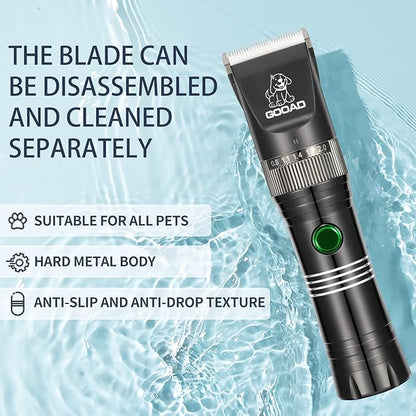 Dog Clippers for Grooming, Cordless,Low Noise, Electric Quiet,Rechargeable, Dog Trimmer Grooming Kit, Pet Hair Clippers for Thick Coats, Shaver Clippers for Small and Large Dogs Cats,Black