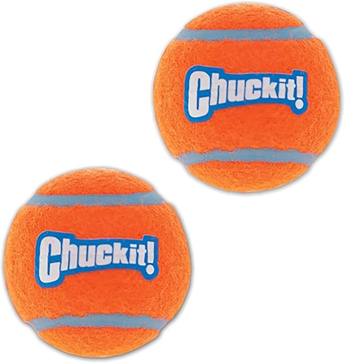 Chuckit! Dog Tennis Ball Dog Toy, Medium (2.5 Inch Diameter) for dogs 20-60 lbs, Shrink Wrap Pack of 2