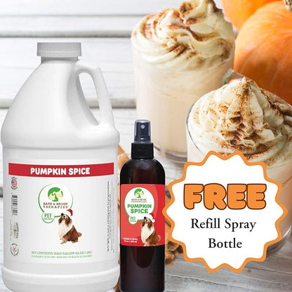 Showseason Pumpkin Spice Holiday Dog Cologne 64 oz. REFILL with Empty 12.5 oz. Bottle | Long Lasting Spray | Dog Perfume | Made In The USA