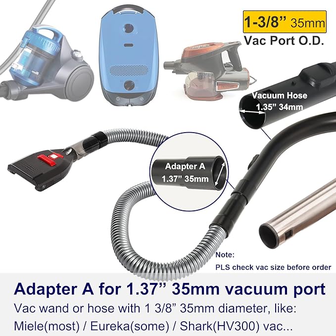 Upgrade Dog Hair Vacuum Attachment for Most Vacuum Cleaners, Pet Shedding Grooming Brush Tool Kit as Undercoat Deshedding Groomer with Long Extension Hose Adapters (Universal 1-1/4" to 1-3/4")