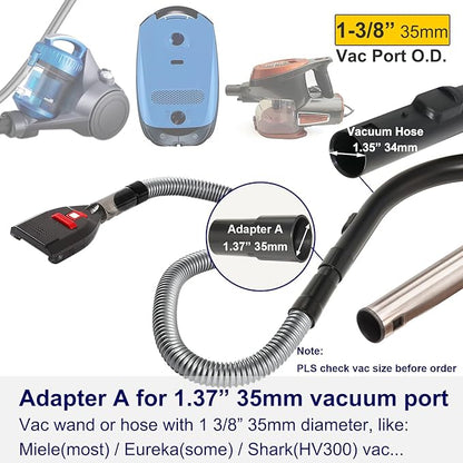 Upgrade Dog Hair Vacuum Attachment for Most Vacuum Cleaners, Pet Shedding Grooming Brush Tool Kit as Undercoat Deshedding Groomer with Long Extension Hose Adapters (Universal 1-1/4" to 1-3/4")