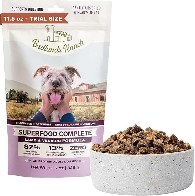 Superfood Complete, Air-Dried Adult Dog Food, High Protein, Zero Fillers, Superfood Nutrition by Katherine Heigl (Premium Lamb & Venison Formula, 11.5 oz.)