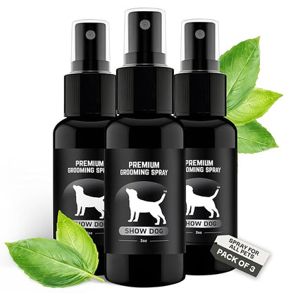 605Products Premium Dog Cologne & Odor Eliminator - Long Lasting Puppy Perfume, Deodorant & Grooming Spray with Essential Oils, 2oz Show Dog (3-Pack)