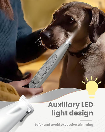 Dog Paw Trimmer with LED Light, Ultra-Low Noise Paw Trimmer for Dogs, Cordless Dog Clippers for Grooming with LED Display, Type-C Rechargeable Pet Clippers for Pads, Ears, Eyes, Face, Rump
