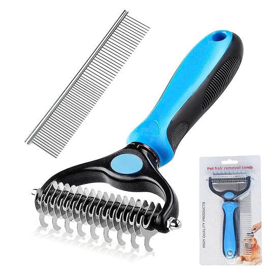 Dog Grooming Brush for Shedding Double Sided Shedding and Dematting Undercoat Rake Comb for Dogs and Cats Pet Dematting Tool for Small Medium Dogs and Cats 2 Pack